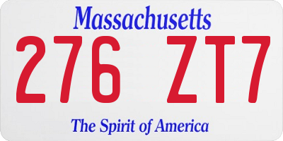 MA license plate 276ZT7