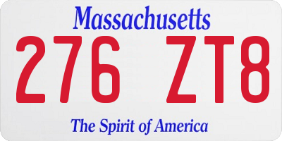 MA license plate 276ZT8