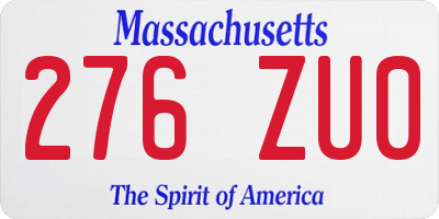 MA license plate 276ZU0