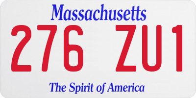 MA license plate 276ZU1