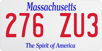 MA license plate 276ZU3
