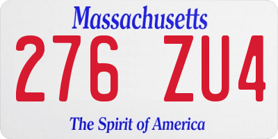 MA license plate 276ZU4