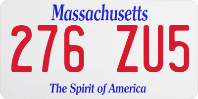 MA license plate 276ZU5