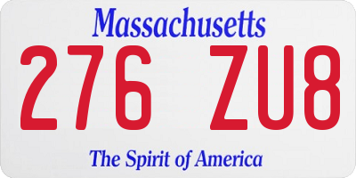 MA license plate 276ZU8