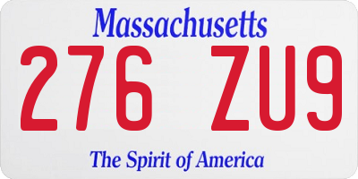 MA license plate 276ZU9