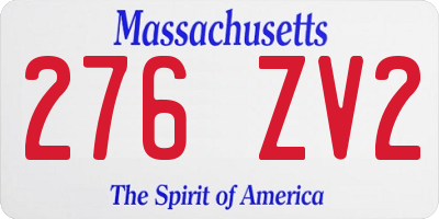 MA license plate 276ZV2