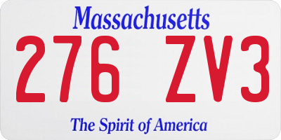 MA license plate 276ZV3