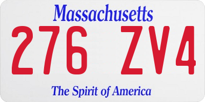 MA license plate 276ZV4