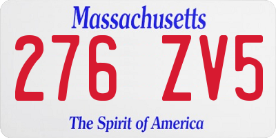 MA license plate 276ZV5