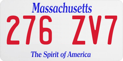 MA license plate 276ZV7
