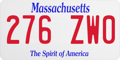 MA license plate 276ZW0