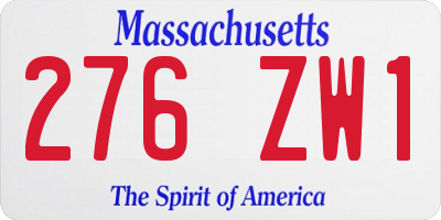 MA license plate 276ZW1