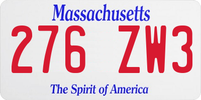 MA license plate 276ZW3