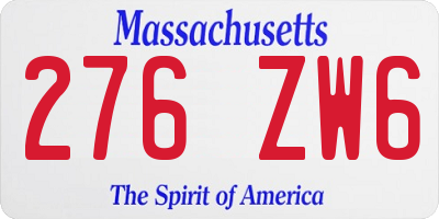 MA license plate 276ZW6