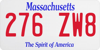 MA license plate 276ZW8