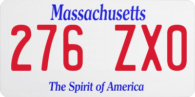MA license plate 276ZX0