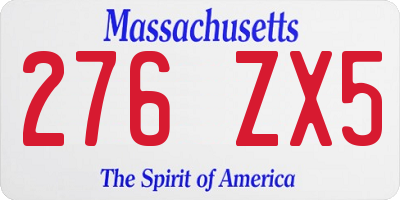 MA license plate 276ZX5