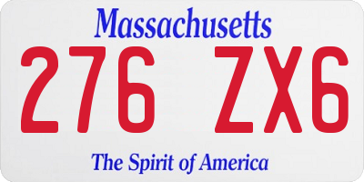 MA license plate 276ZX6