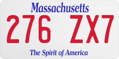 MA license plate 276ZX7