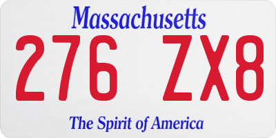 MA license plate 276ZX8