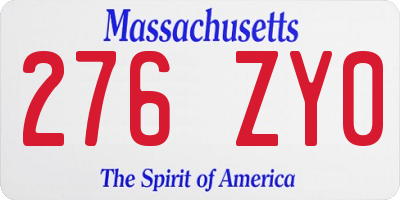 MA license plate 276ZY0