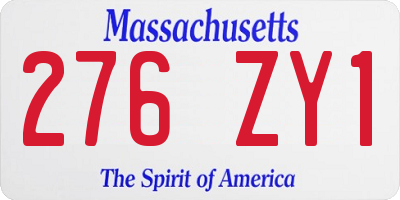MA license plate 276ZY1