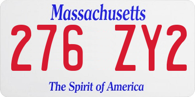 MA license plate 276ZY2