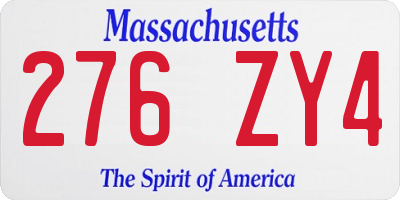 MA license plate 276ZY4