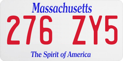 MA license plate 276ZY5