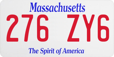 MA license plate 276ZY6