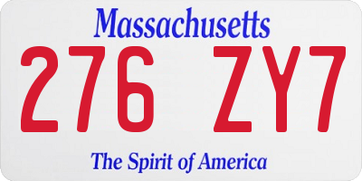 MA license plate 276ZY7