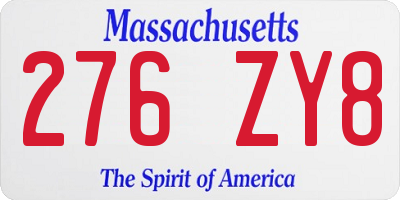 MA license plate 276ZY8