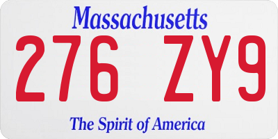MA license plate 276ZY9
