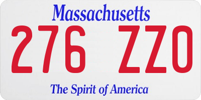 MA license plate 276ZZ0