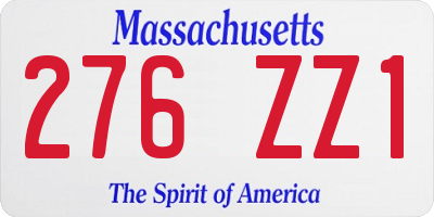 MA license plate 276ZZ1