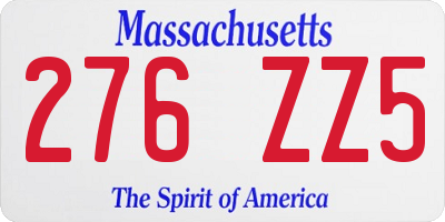 MA license plate 276ZZ5