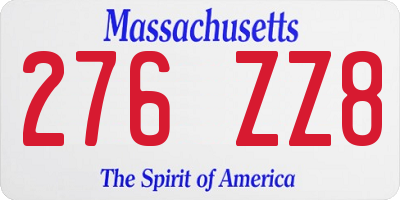 MA license plate 276ZZ8