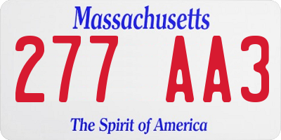 MA license plate 277AA3