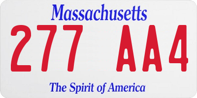 MA license plate 277AA4