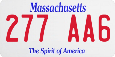 MA license plate 277AA6