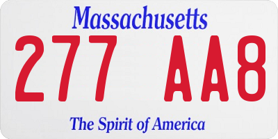 MA license plate 277AA8