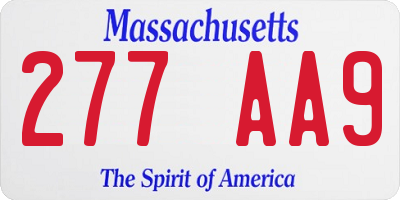 MA license plate 277AA9