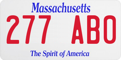 MA license plate 277AB0