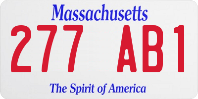 MA license plate 277AB1