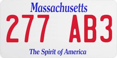 MA license plate 277AB3
