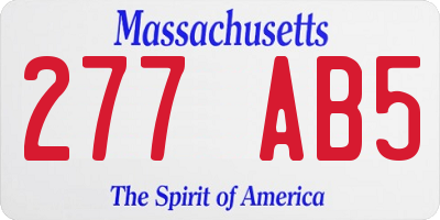 MA license plate 277AB5