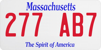 MA license plate 277AB7