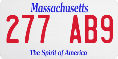 MA license plate 277AB9