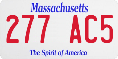MA license plate 277AC5