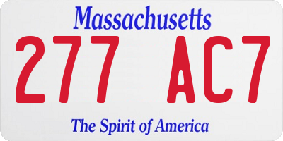 MA license plate 277AC7
